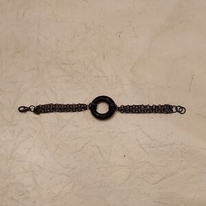 Bracelet brown glass circle with metal LT & CO